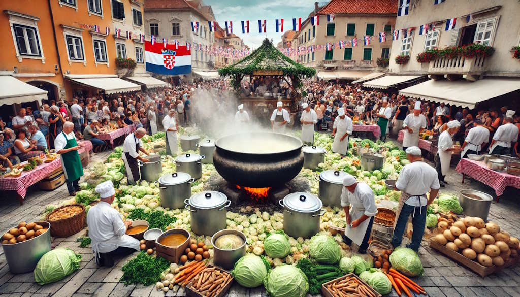 Zeljarijada 2024 in Vidovac: ein internationales Fest zur Feier des Varaždin-Kohls mit einem reichhaltigen Programm, Konzerten von Miroslav Škora und Slavonski Lola und einem Mega-Sarma von 850 kg Fleisch und 1300 Kohlköpfen